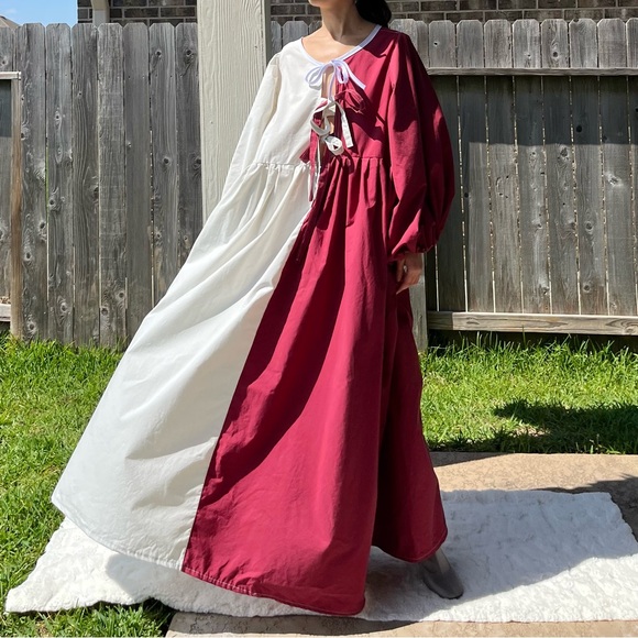 Handmade Puff Sleeve Half & Half Cottage Dress | 100% Cotton | SKU 04292 - Picture 16 of 16